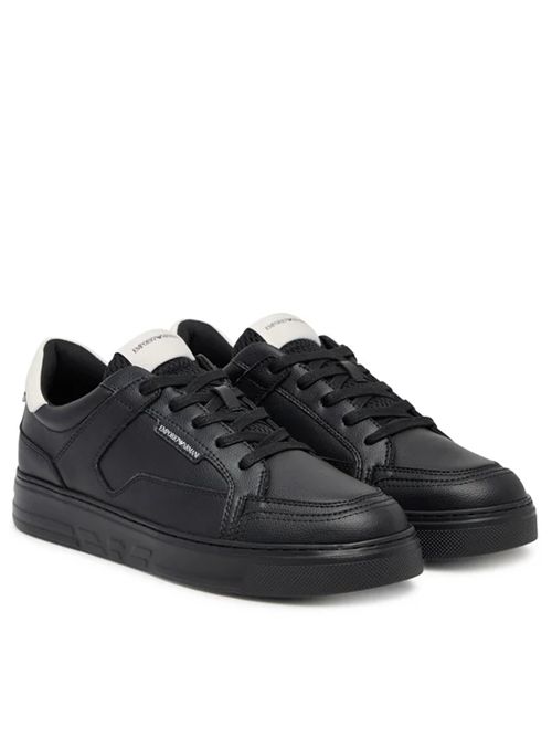 LEATHER SNEAKERS EMPORIO ARMANI | EM003702.AF19573MC024 BLACK/OFF WHITE